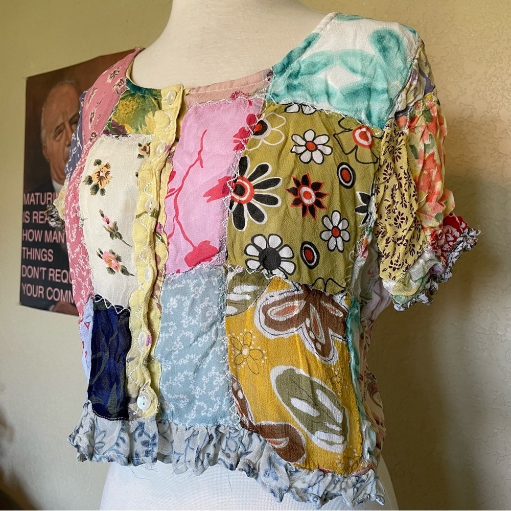 Sacred Threads Patch Work Cropped Blouse - image 4